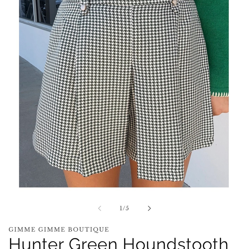 Gimme Gimme Boutique Hunter Green Houndstooth Women’s Shorts